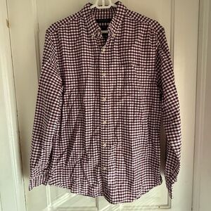Banana Republic Camden Fit Red white and blue Plaid Button Down Shirt size lg